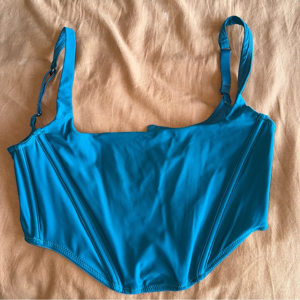 Out From Under Teal Corset Top Size M